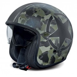 Casco Jet Cafe Racer Mimetico militare verde Vintage Camouflage BM by  PREMIER